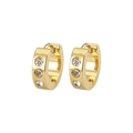Polierte vergoldete Creolen mit drei funkelnden Zirkonia Steinen für Damen Design - 4*7 Drei Zirkonia Gold