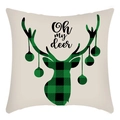 Christmas pillowcase featuring beige fabric with plaid deer silhouette and Oh My Deer text - Beige Oh My Deer