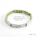 Titanium steel beaded bracelet with green and yellow accents in a 21cm length - Yellow & Green Beads (Single Side) - Steel (345)
