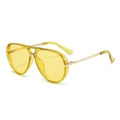 Detail view of aviator sunglasses featuring yellow lenses and a gold metal frame - C11 Transparent Yellow Yellow Lens