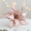 25cm pink artificial Christmas flower with silver glitter finish for festive decor - 25cm / Light Pink