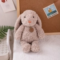 Plush long-eared rabbit doll in light brown teddy velvet with round leather brand tag - Light Brown Rabbit / 35cm