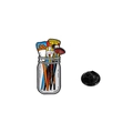 Künstlerische Emaille-Anstecknadel mit buntem Pinselglas und schwarzem Gummiverschluss - Mehrfarbiges Malpinselglas (CZ2904)