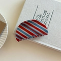 Elegante pinza per capelli in acetato a righe rosse e blu con finitura lucida raffinata - Stile Mezzaluna (2#)