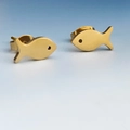 Minimalist gold-plated small fish stud earrings for women with polished metallic finish - Gold Fish Stud Earrings