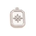 Colgante rectangular de acero plateado con estrella de ocho puntas y circonita brillante - Plateado