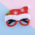 Occhiali di Natale con cappello di Babbo Natale rosso, glitter e bordo in peluche - Babbo Natale
