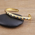 18k vergulde verstelbare armband met marquise-geslepen donkerblauwe zirkonia stenen - Donkerblauw