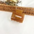 Amber acetate rectangle hollow hair claw clip with marble texture for elegant styling - Small-Brown 5.2cm