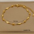 Detail view of gold titanium steel bracelet with lobster clasp and weight 4.3g info - Rhombus Bead Chain (6-11)