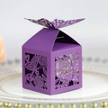 Scatola regalo viola intagliata al laser con farfalla decorativa per matrimoni - Viola scuro