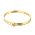 Bracciale rigido in acciaio inossidabile dorato con castone rotondo per gioielli fai-da-te - Oro (KLJ5766-Z)