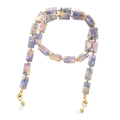 Retro resin chain strap in blue and pink marble finish with gold clasp for glasses - Colorful Marble