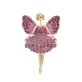 Golden fairy brooch with purple rhinestones and wings for elegant garment accessories - Purple Wings Fairy