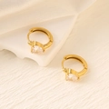 Detail of 18K gold stainless steel hoop earrings with heart-shaped zircon stones - Gold (Heart Pendant)