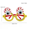 Funny Halloween pumpkin glasses with glitter yellow frames and large bloodshot eyeballs - Eyeball Ghost Decorative Glasses