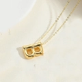 Puffy 3D bubble letter B pendant necklace in 14K gold plated finish for women - Letter B