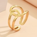 Minimalist gold-plated stainless steel hollow double-layer open ring for women - Gold
