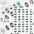 Detailed view of Eye Series Me128 nail stickers with blue evil eye designs - Me128