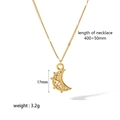 Collana in acciaio inossidabile placcato oro 18K con ciondolo luna e chiave, 400+50mm - Stile Luna (TN3202)