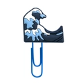 Blue paper clip with a decorative silicone ocean wave charm for student stationery - 4112-14 Ocean Wave