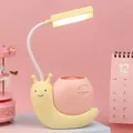 Cartoon snail LED desk lamp in yellow and pink finish with integrated pen holder - Snail Style / Yellow