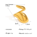Anello stile lava in acciaio inossidabile placcato oro 18K diametro interno 1,75cm - Forma di Lava Attorcigliata (SR020080) / Oro