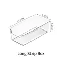 Clear acrylic storage box for badges and nails with dimensions 19.6x9.5x6.2cm and anti-slip base - Long Rectangular Box / Clear