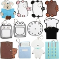 Sortierte niedliche Cartoon Stickereipflicken mit Metallketten für Taschen und DIY - Set mit 13 Teilen