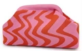 Pochette in maglia con strisce a zigzag rosa e arancione in stile borsa a nuvola - Borsa a mano in maglia / Denti di sega ondulati rosa e arancio