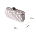 Silber gewebte Abendtasche mit schwarzem Knotenverschluss und elegantem Satin-Finish - Silber