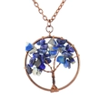 Lapis lazuli tree of life pendant in copper wire wrap finish with matching chain - 3.5cm Diameter / Antique Copper/Lapis Lazuli