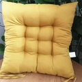 Thickened square yellow quilted dining chair cushion with secure ties for office use - [Square] Ginger Yellow