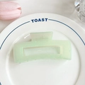 Minimalist light green matte hair claw clip for thick hair shown on a ceramic dish - 10.5cm / Green