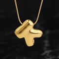 Polished gold bubble initial pendant on a fine snake chain with black marble background - Gold (K) (Large)