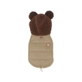 Brown teddy bear ear hooded pet vest with quilted khaki fabric and a metal D-ring - S / Brown