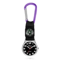 Purple nursing carabiner watch with compass and black fabric strap for backpacks - Purple