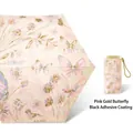 Pink gold butterfly folding umbrella with black vinyl coating for UV protection - Black Pole Black Glue Pink Gold Butterfly