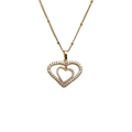 Double layered heart pendant necklace in gold finish with sparkling cubic zirconia stones - Double Layer Heart With Rhinestones