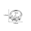 Anello a segmento in acciaio con diametro interno 8mm e cinque pietre di zirconia marquise - Stile Corona con Strass Marquise (0182-5# Argento)