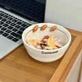 Ceramic croissant bowl with 3D embossed decorations on wood table background - 5 Inch Rice Bowl