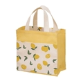 Minimalist canvas tote bag with yellow lemon print and practical front pocket - Yellow Lemon