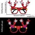 LED-Leuchtende Weihnachtsbrille mit roten Rentiergeweihen, Pailletten und Schneeflocken - Integrierte LED-Blinkbrille / Rotes Samt-Geweih-Stil