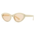 Occhiali da sole ovali cat-eye con montatura crema spessa e lenti ambrate traslucide - Beige