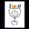 Healing card with orange heart-shaped natural crystal stone and hand-drawn I Love U message - Yellow Jade