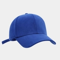 Detailed view of the dark blue corduroy fabric texture and stitching on the baseball cap - Adjustable / Blue