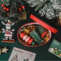 Christmas scented candle gift set with red candle and pine cone in a red oval box - Glove/Hat Stacked Tree Combo