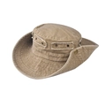 Detail eines Anglerhuts aus gewaschener Baumwolle mit Fransen und Belüftungsösen - M (56-59cm) / Gewaschene Baumwolle Khaki