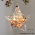 Star-shaped glass Christmas ornament with LED lights, berries and branches, 15cm diameter - Star Shape Branch Style (D款)