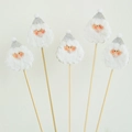 Set of five plush Santa Claus felt picks with silver glitter hats for DIY gift bouquets - Large Beard Santa 5Pcs/Pack